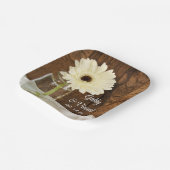 メイソンジャームアンドホワイトデイジーカントリーバ結婚ンズ ペーパープレート (傾斜あり)