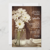 メイソンジャームアンドホワイトデイジーズバーンブライダルシャワー 招待状 (正面)