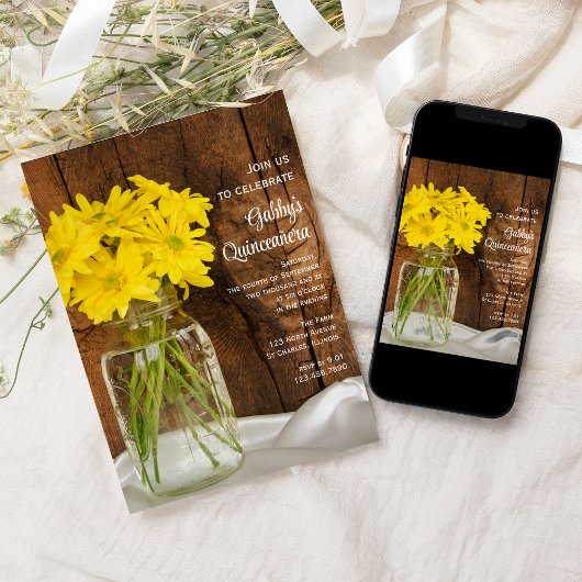 メイソンジャールとイエローデイジークインセアニラ 招待状