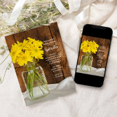 メイソンジャールとイエローデイジーズカントリーブライダルシャワー 招待状