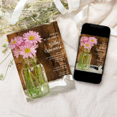 メイソンジャールとピンクデイジークインセアニラバーンパーティー 招待状