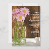 メイソンジャールとピンクデイジークインセアニラバーンパーティー 招待状 (正面)