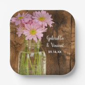 メイソンジャールとピンクデイジーズカントリー結婚ズ ペーパープレート (正面)