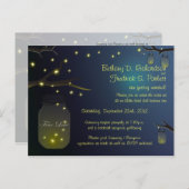 メイソンジャールとホタルをダスク結婚式招待状 インビテーションポストカード (正面/裏面)