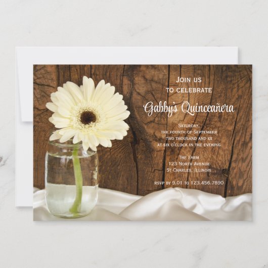 メイソンジャールとホワイトデイジークインセアニラ招待状 招待状 (正面)