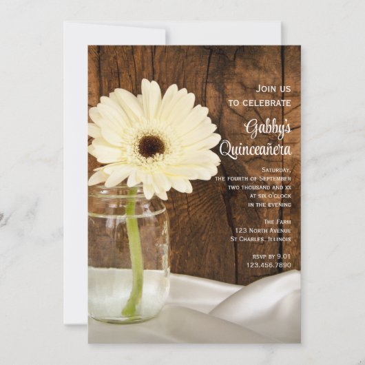 メイソンジャールとホワイトデイジークインセアニラ招待状 招待状 (正面)