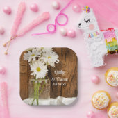 メイソンジャールとホワイトデイジーズバ結婚ンズ ペーパープレート (パーティー)