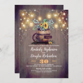 メイソンジャールサンフラワーズ素朴秋婚約パーティ 招待状 (正面/裏面)