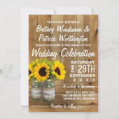 メイソンジャールバーラップサンフラワー結婚式招待状 招待状 (正面)