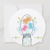 メイソンジャールピンクコーラルターコイズフローラ結婚ズ 招待状 (裏面)