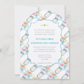 メイソンジャールピンクコーラルライムアクアフローラズ 招待状 (正面)