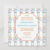 メイソンジャールピンクコーラルライムアクアフローラズ 招待状 (正面)