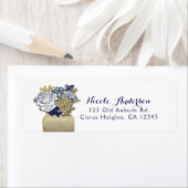 メイソンジャールフラワーズブルー素朴金ゴールドフローラシック ラベル (インサイチュ)