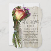 メイソンジャールフラワーズヴィンテージ素朴ブライダルシャワー 招待状 (正面)