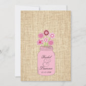 メイソンジャールフラワーズ&バーラップ結婚式招待状 招待状 (正面)