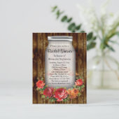 メイソンジャールフラワーリースブライダルシャワー インビテーションポストカード (スタンド正面)