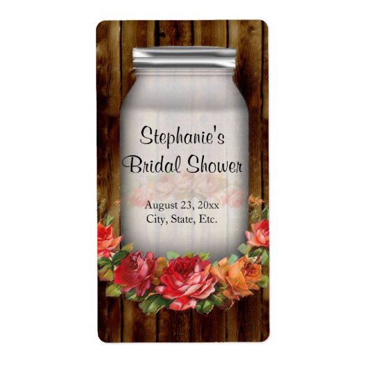 メイソンジャールフラワーリースブライダルシャワー ラベル (正面)