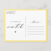 メイソンジャールベビーブランチの黄色のひまわり インビテーションポストカード (裏面)