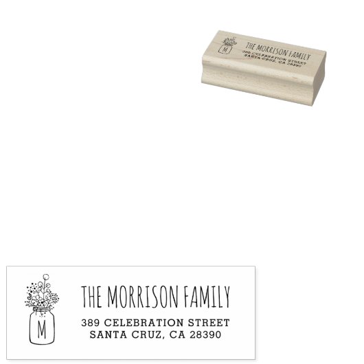 メイソンジャールモノグラムファミリー名差出人住所 ラバースタンプ (押印)