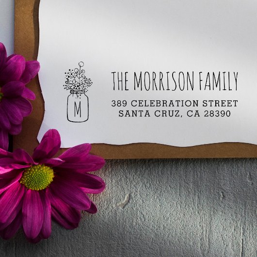 メイソンジャールモノグラムファミリー名差出人住所 ラバースタンプ