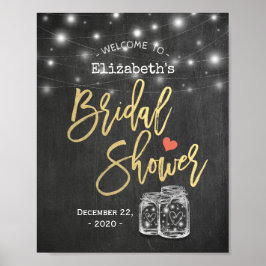 メイソンジャールライツシャルボードブライダルシャワーへようこそ ポスター