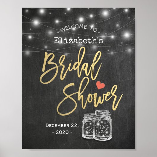 メイソンジャールライツシャルボードブライダルシャワーへようこそ ポスター (正面)