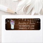 メイソンジャールライトと茶色の木のワイルドフラワーズ ラベル (インサイチュ)