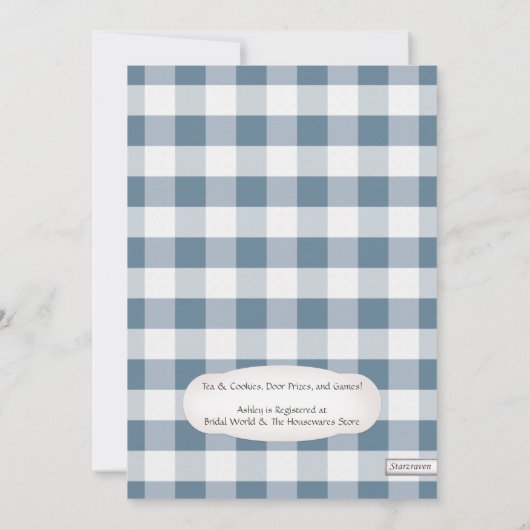 メイソンジャール素朴スターズブルーギンガムブライダルシャワー 招待状 (裏面)