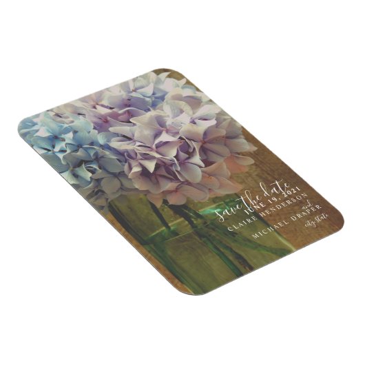 メイソンジャール紫陽花結婚式の日付を保存 マグネット (右側)