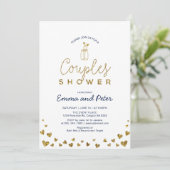 メイソンジャール金ゴールド&ネイビーカップルウェディングシャワー 招待状 (スタンド正面)