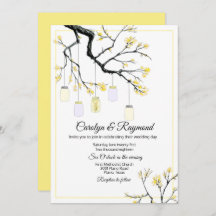 メイソンジャーンオンフラワーツリー結婚式招待状