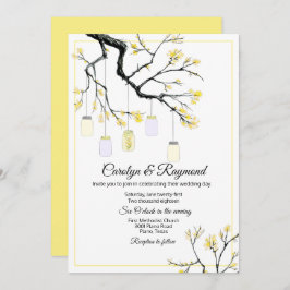 メイソンジャーンオンフラワーツリー結婚式招待状 招待状