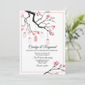 メイソンジャーンオンフラワーツリー結婚式招待状 招待状 (スタンド正面)