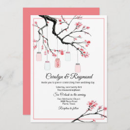 メイソンジャーンオンフラワーツリー結婚式招待状 招待状