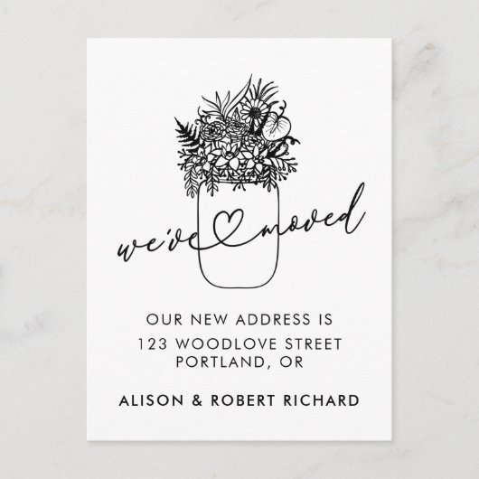 メイソンジャー引っ越しました新しいホームの移動告知 ポストカード (正面)