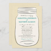 メイソンジャー結婚式招待状-ティール（緑がかった色） 招待状 (正面/裏面)