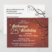 メイソンジャー誕生日招待状インバーントオレンジ 招待状 (正面/裏面)