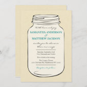 メイソンジャー風挙式招待状2 - ティール 招待状 (正面/裏面)