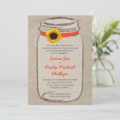 メイソンジャー&サンフラワー結婚式招待状オレンジ 招待状 (スタンド正面)