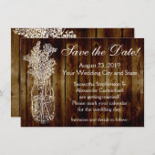 メイソンジャー スタンプ ダークウッド風 セーブ・ザ・デート (正面/裏面)