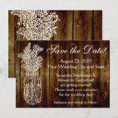 メイソンジャー スタンプ ダーク ウッド調 Save the Date セーブザデート (正面/裏面)