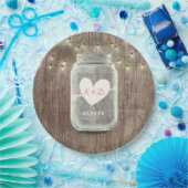 メイソンジャー&ストリングライツバ素朴ンウッド結婚ズ ペーパープレート (パーティー)