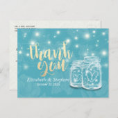 メイソンジャー ストリングライト 花 ウェディング サンクス ポストカード (正面/裏面)