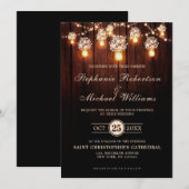 メイソンジャー ストリング ライト エレガント ラスティック ウェディング 招待状 (正面/裏面)