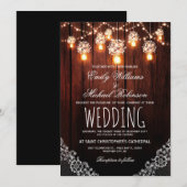 メイソンジャー ストリング ライト エレガント ラスティック ウェディング 招待状 (正面/裏面)