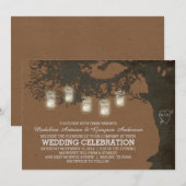 メイソンジャー ストリング ライト タン オータム ツリー ウェディング 招待状 (正面/裏面)