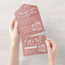 メイソンジャー ストリング ライト ピンク ローズゴールド ウェディング RSVP