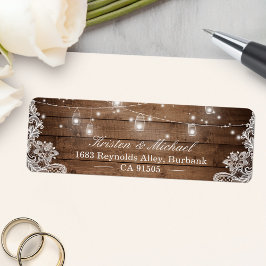 メイソンジャー ストリング ライト ラスティック カントリー ウッドレース ラベル