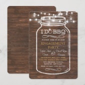 メイソンジャー ストリング ライト I DO BBQ 婚約パーティー 招待状 (正面/裏面)