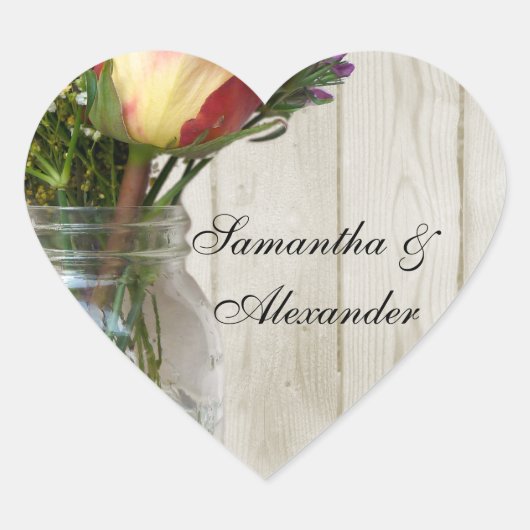 メイソンジャー(バラとワイルドフラワー付き) ハートシール (正面)